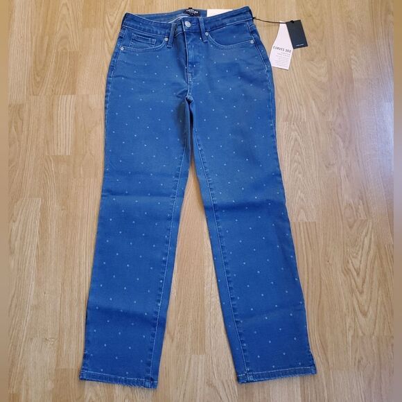 NEW! NYDJ Slim Straight Polka Dot Ankle Jeans - size 0 - Picture 2 of 13